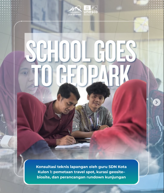 Konsultasi teknis lapangan oleh guru SDN Kota Kulon 1 ke tim teknis Geopark